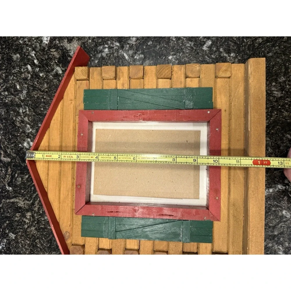 VTG 80's Handmade Rustic Log Cabin Wood Picture Frame Shutters Cottage Décor